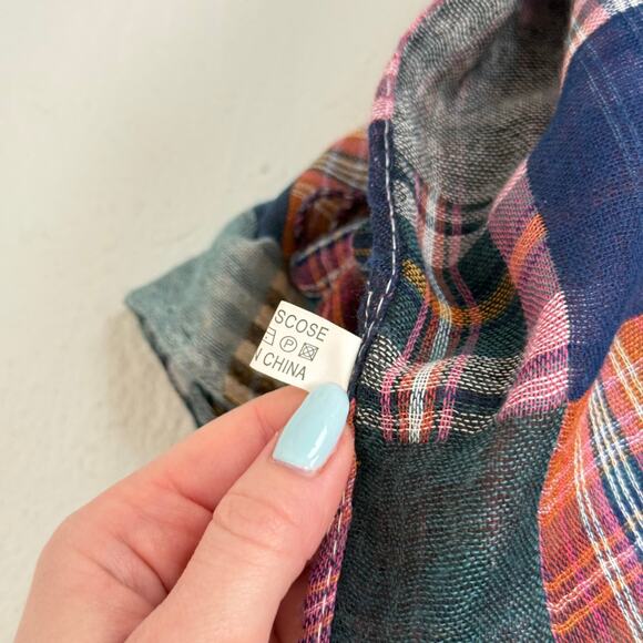 Plaid Multicolor Fringe Scarf Shawl - Picture 11 of 11